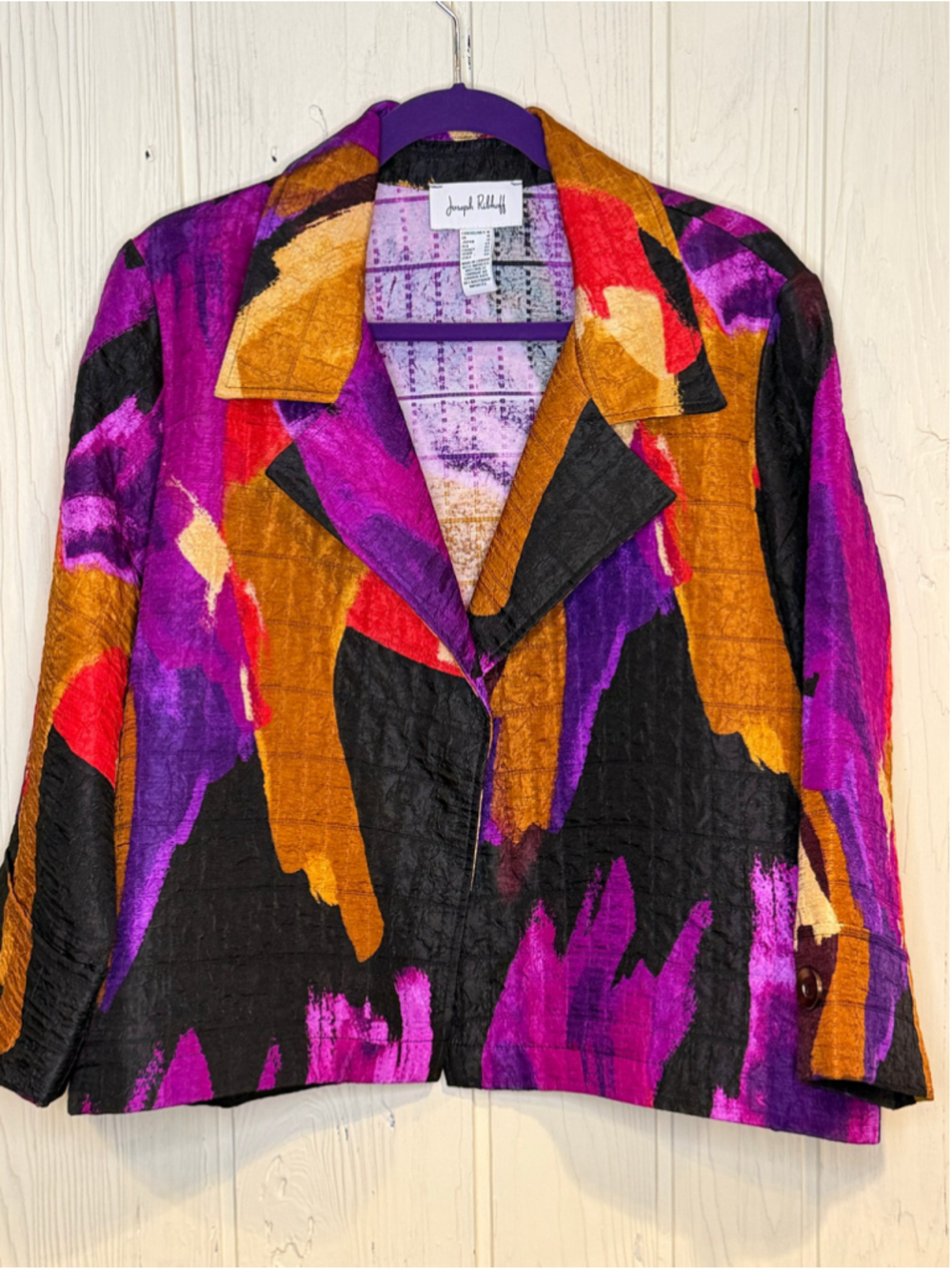 Women's Joseph Ribkoff Abstract Print Jacket, Size 16, Black/Purple
